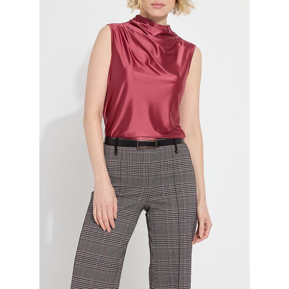 Lyssé Irina Sleeveless Drape Neck Top Peony Pink XL NWT